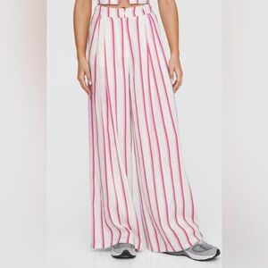 Nasty Gal Pink and Cream Striped Wide Leg Pants